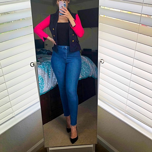 Love Culture pink & navy buttoned blazer size M - Picture 4 of 8